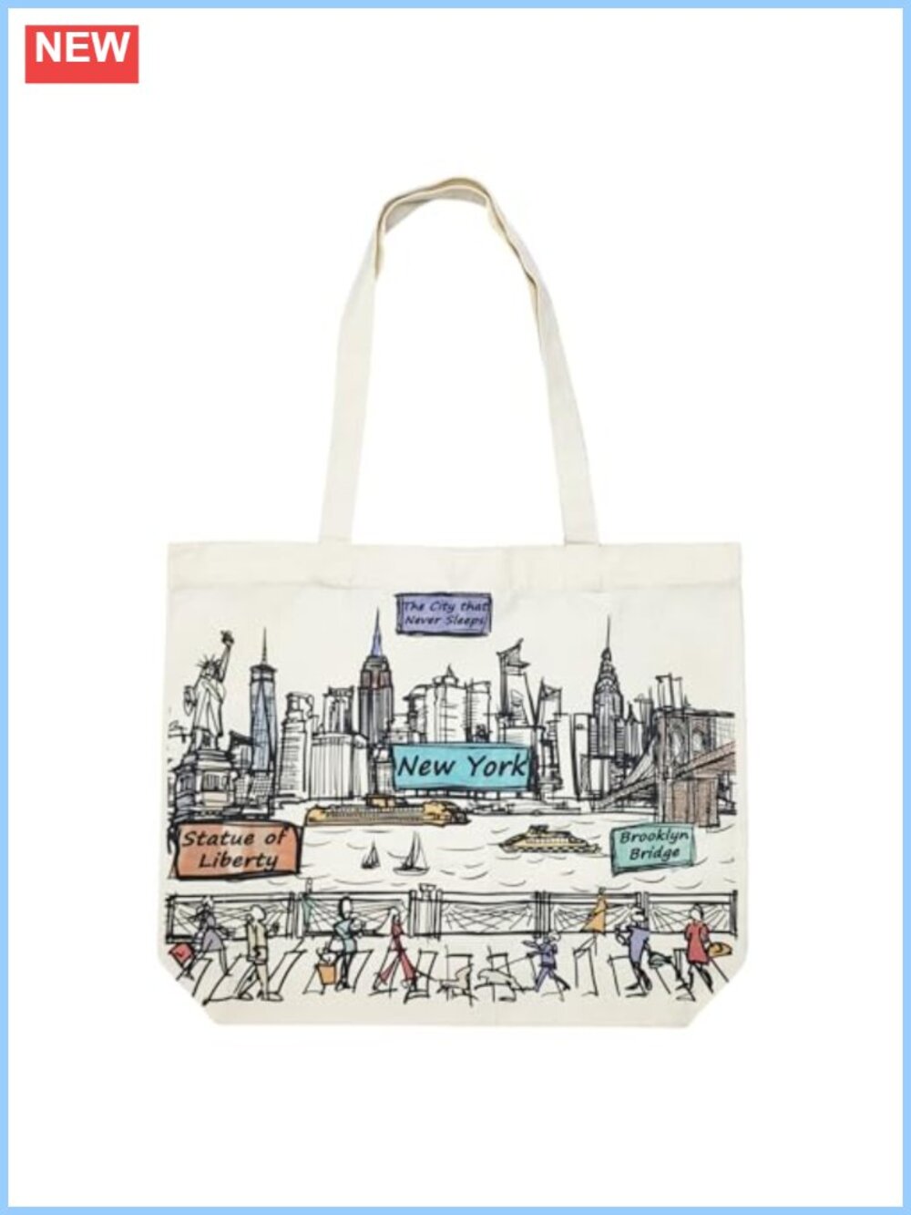 Double Sided Print Tote Bag 17x14 Cotton Canvas Travel Souvenir